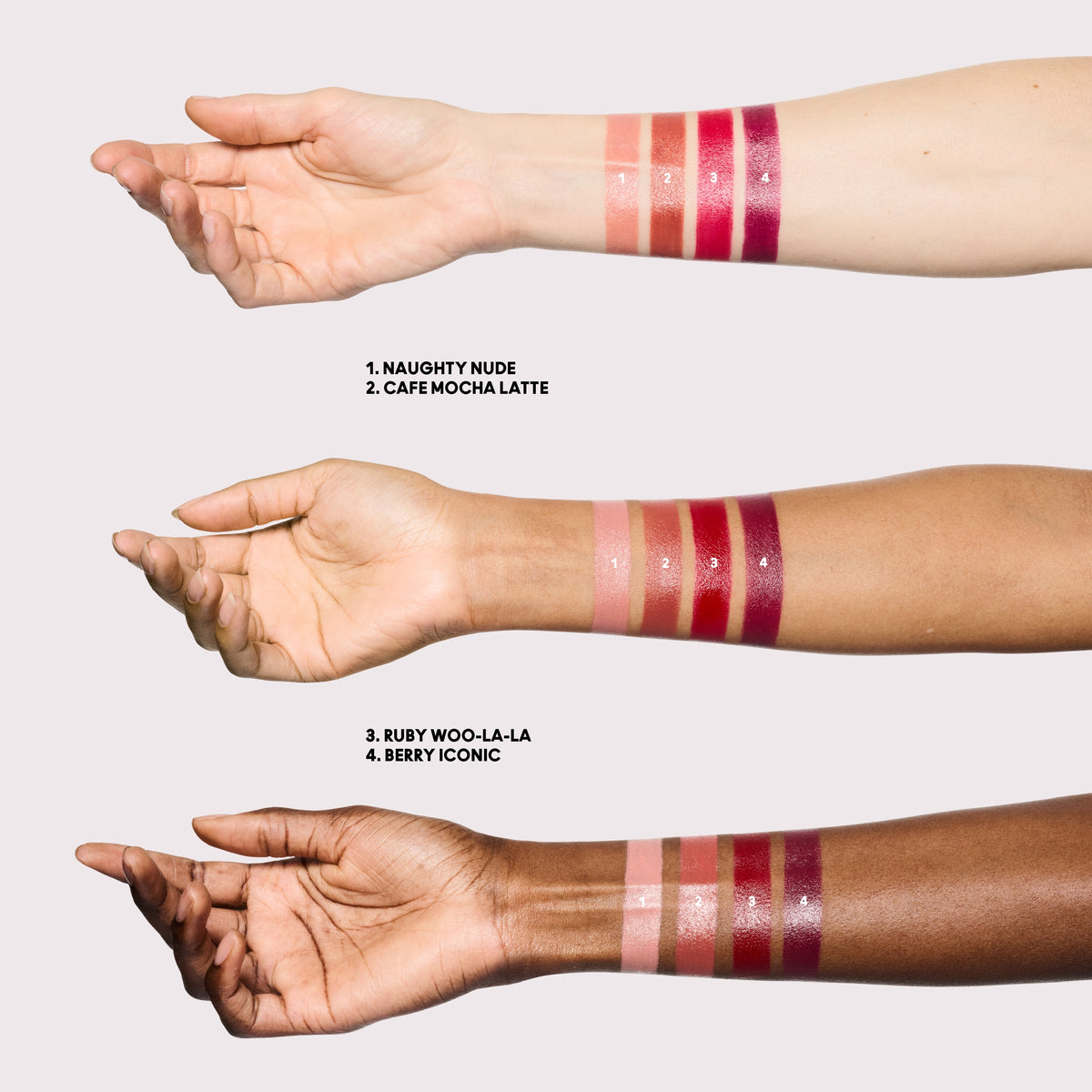 M·A·Cximal Sleek Satin Lipstick / Holiday, 3.5 g, Naughty Nude, Model