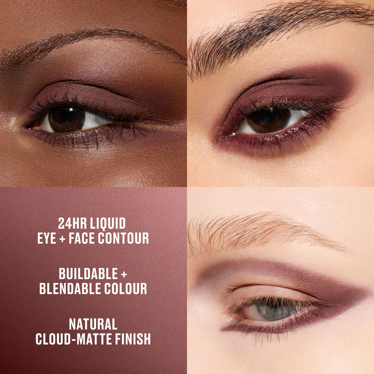 Multisculpt Matte Liquid Eye and Face Colour, 4.5 ml, Pinot Noir, Model