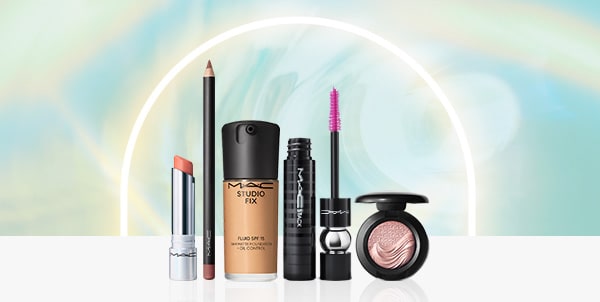 mac products on a blue background