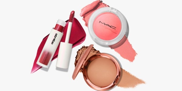 MAC blush and bronzer products on a white background
