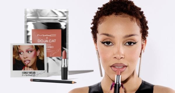 Model wearing dazzle shadow and lips