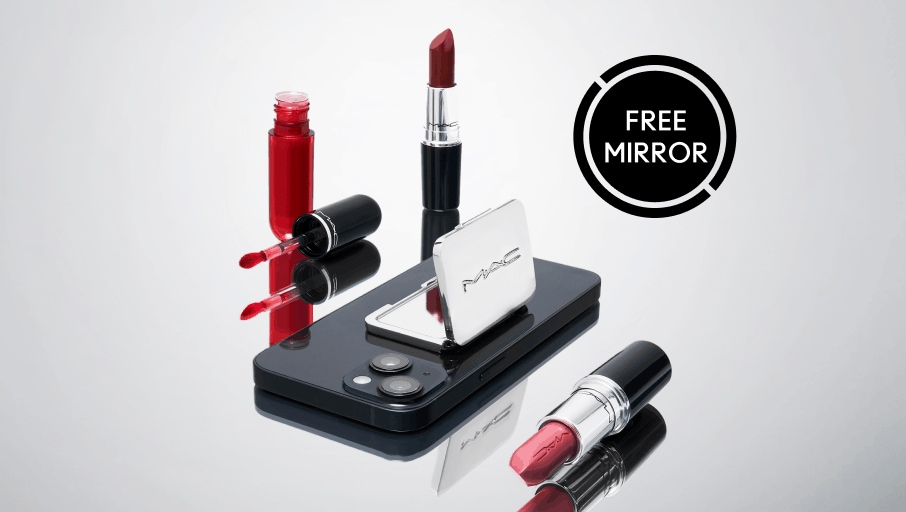 phone with silver mirror and lip products