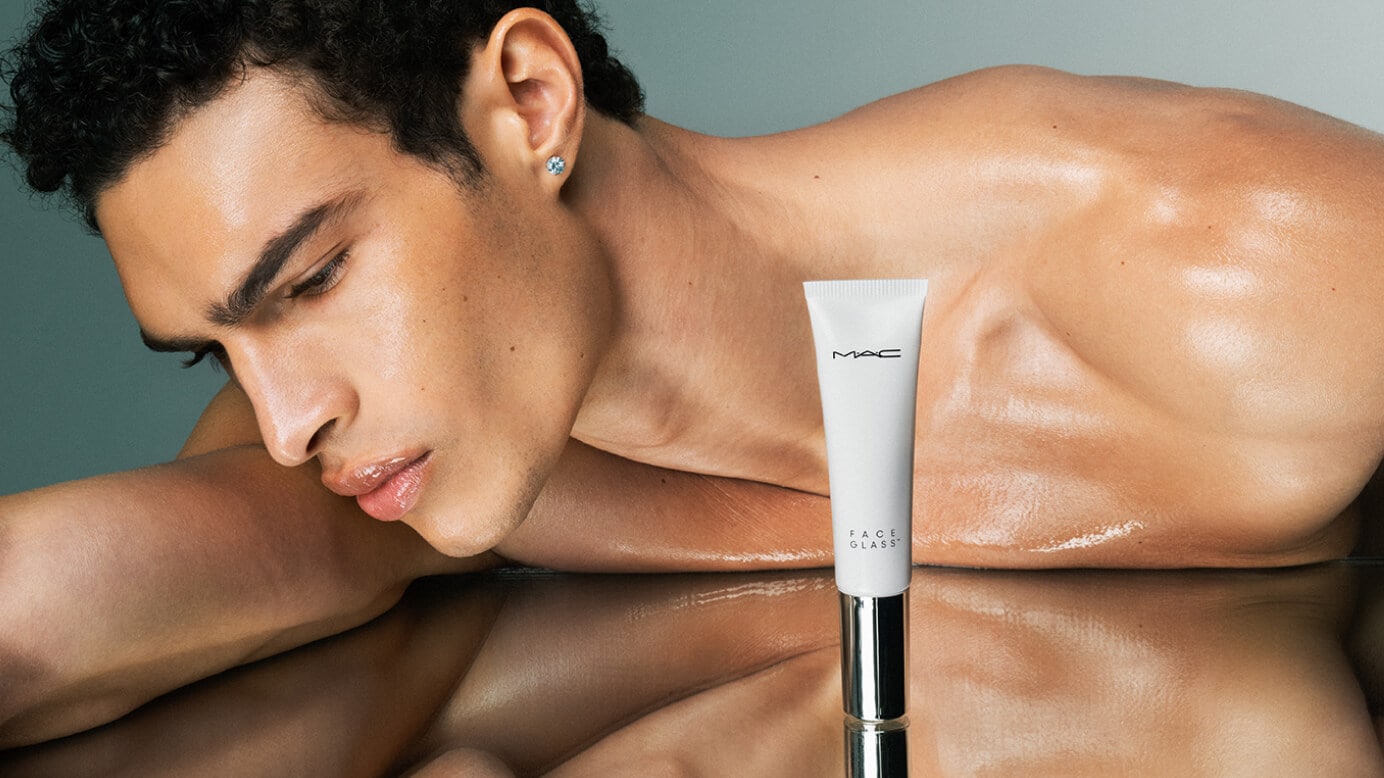 male model with face glass