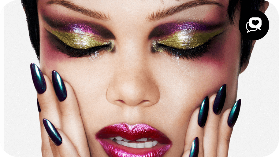 model wearing mac dazzle eyeshadow and lip crayon