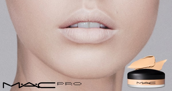 close up of models lips and mac pro lip erase