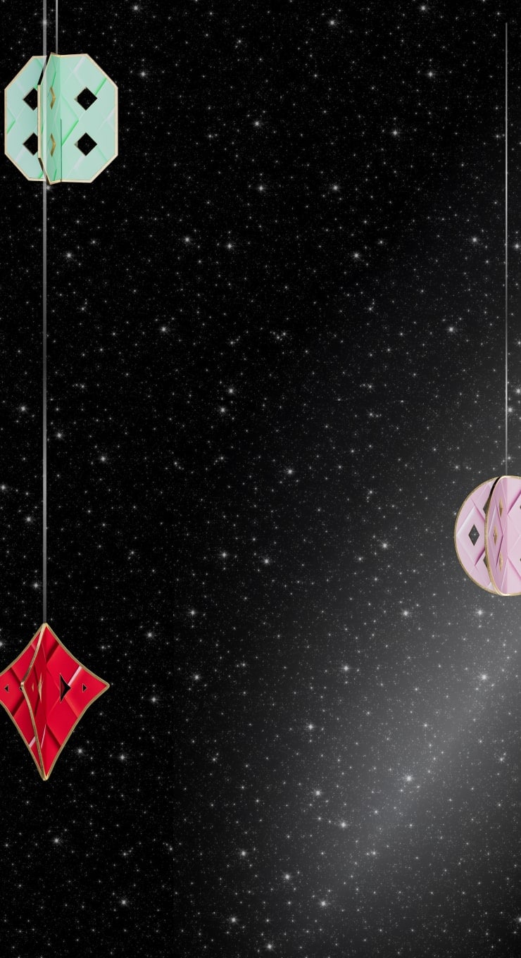 Makeup kit on red background