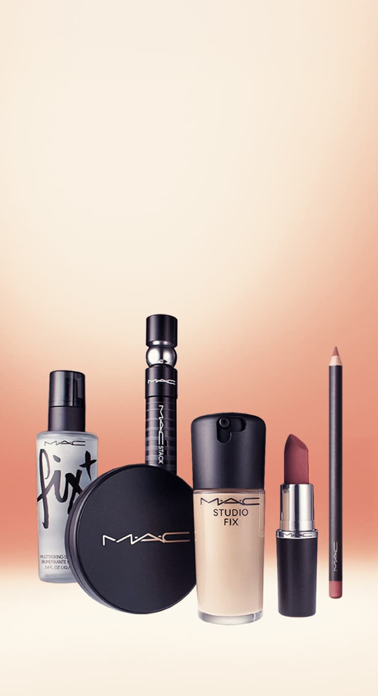 mac products on an orange background