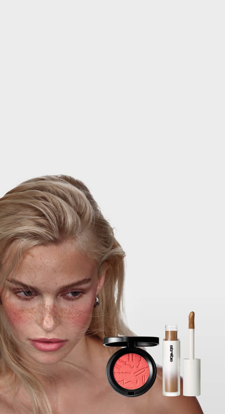 Model with new blusher and blonzing product